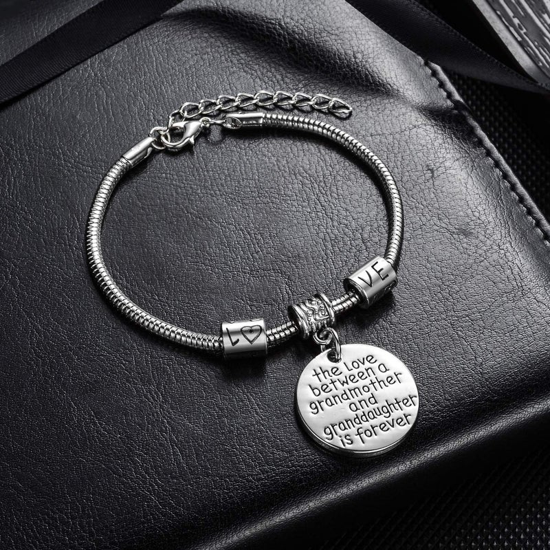 YEEQIN Grandmother Gift Grandma Bracelet Granddaughter Gift Bracelet Love between a Grandmother and Granddaughter is Forever - Image 2